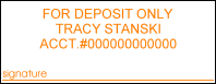 for deposit only bank stamp size 27x70mm